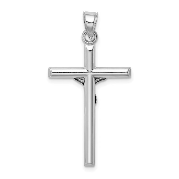 Million Charms 925 Sterling Silver Rhodium-plated Polished Crucifix Pendant - Picture 3 of 4